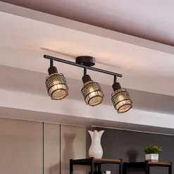 Lindby Eudoria spot 3 lyskilder svart/gull Sale