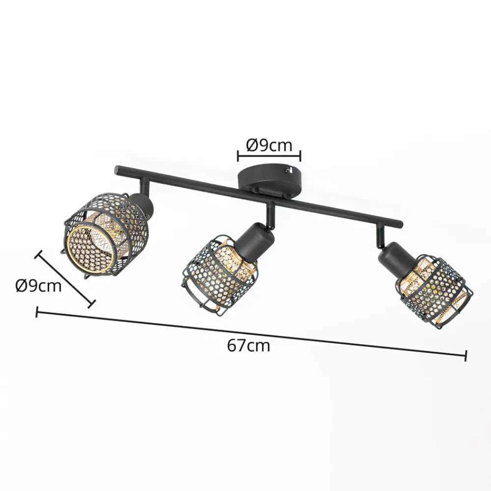 Lindby Eudoria spot 3 lyskilder svart/gull Sale