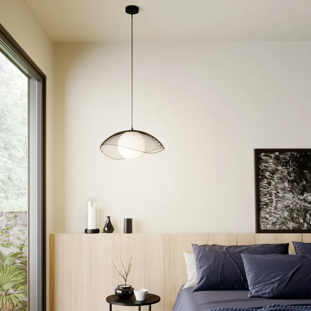 Lindby Fabronia hengelampe, gitter, glasskule Best