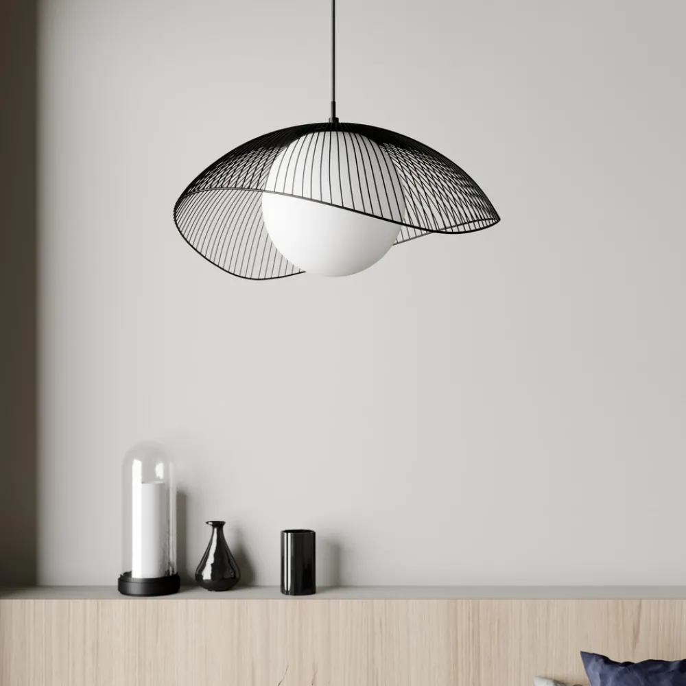 Lindby Fabronia hengelampe, gitter, glasskule Best