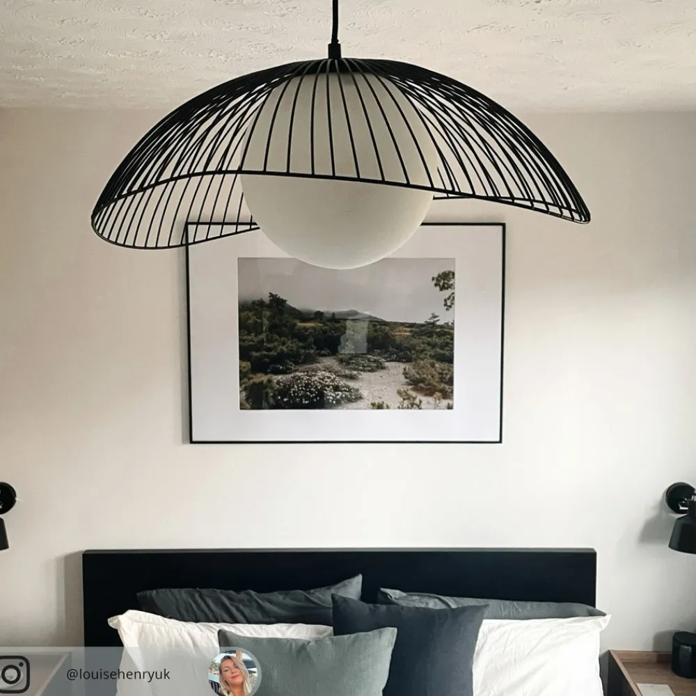 Lindby Fabronia hengelampe, gitter, glasskule Best