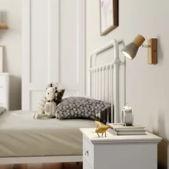 Lindby Filiz spotlight, 12 cm høy, tre, betong, E14 Best