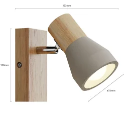 Lindby Filiz spotlight, 12 cm høy, tre, betong, E14 Best