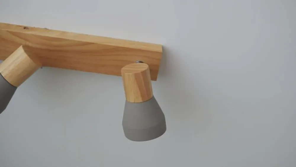 Lindby Filiz spotlight, 3 lyskilder, 47 cm lang, tre, betong, E14| Spotter I Tak|Taklamper