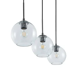 Lindby Firano hengelampe, 110 cm, 3 lyskilder, antrasitt, glass| Pendellamper