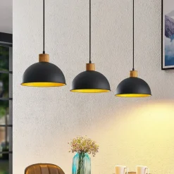 Lindby Flurin hengelampe, 3 lyskilder, 107 cm, svart, metall| Pendellamper