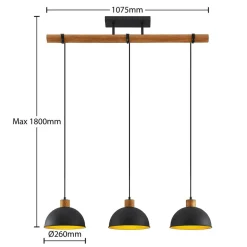 Lindby Flurin hengelampe, 3 lyskilder, 107 cm, svart, metall| Pendellamper