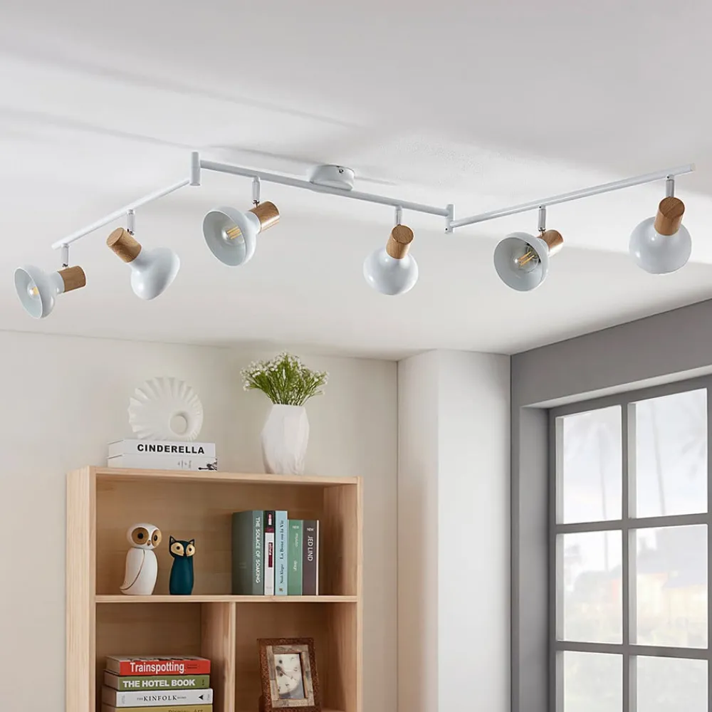 Lindby Fridolin downlight, 160 cm, 6 lyskilder, hvit, metall| Spotter I Tak|Taklamper