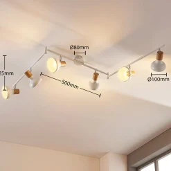 Lindby Fridolin downlight, 160 cm, 6 lyskilder, hvit, metall| Spotter I Tak|Taklamper