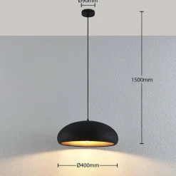 Lindby Gerwina pendellampe, svart/gull, metall, 40 cm, E27| Pendellamper