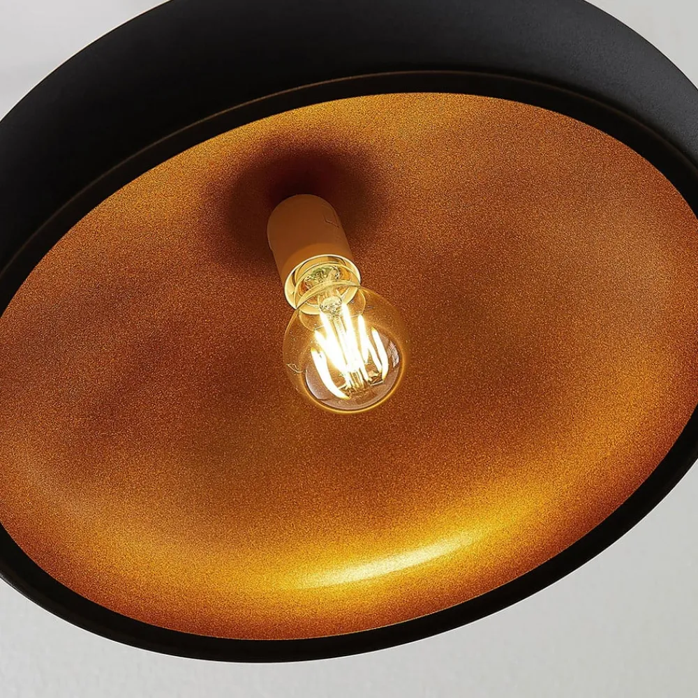 Lindby Gerwina pendellampe, svart/gull, metall, 40 cm, E27| Pendellamper