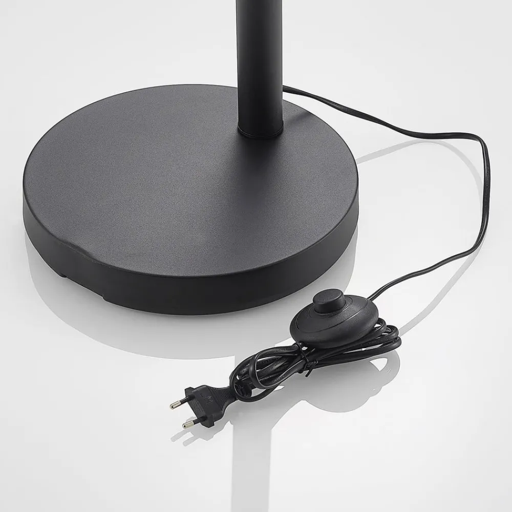 Lindby gulvlampe Abiram, svart/gull, tekstil, 70 cm| Led-Innendørs