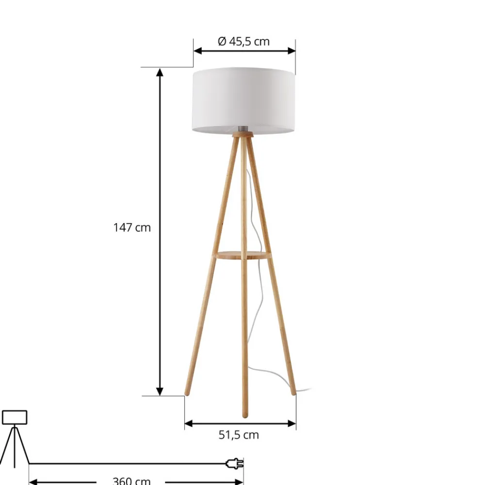 Lindby gulvlampe Adamio, Ø 45,5 cm, hvit, tekstil, stativ