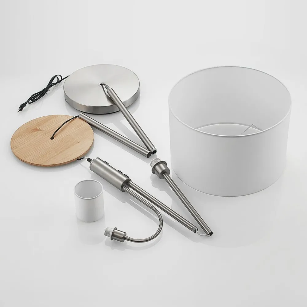 Lindby Gulvlampe Aovan, nikkelfarget, hyller, USB-port| Gulvlamper