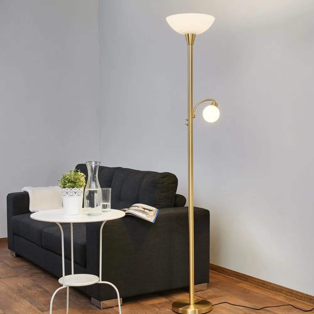 Lindby gulvlampe Elaina, leselampe, messingfarget, 183cm E27 Outlet