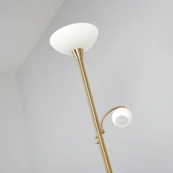 Lindby gulvlampe Elaina, leselampe, messingfarget, 183cm E27 Outlet