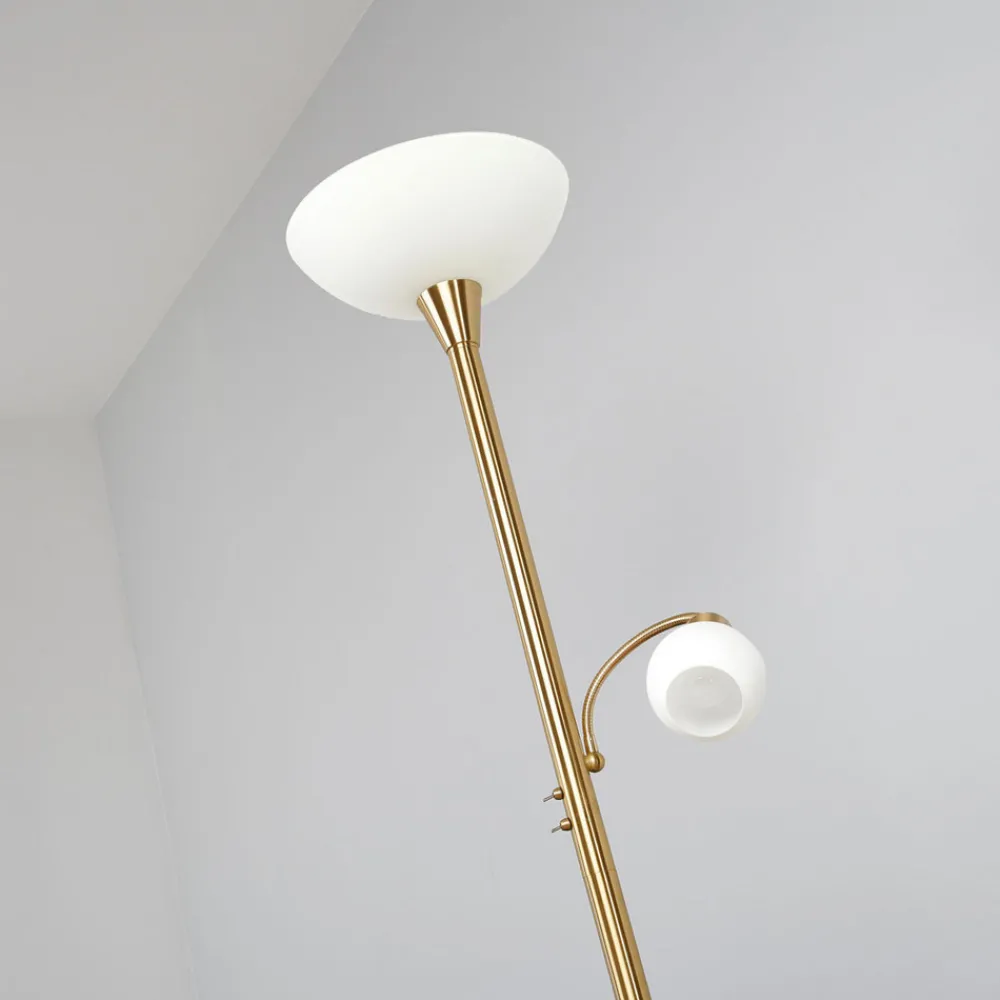 Lindby gulvlampe Elaina, leselampe, messingfarget, 183cm E27 Outlet