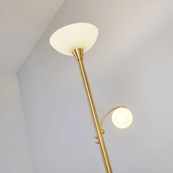 Lindby gulvlampe Elaina, leselampe, messingfarget, 183cm E27 Outlet