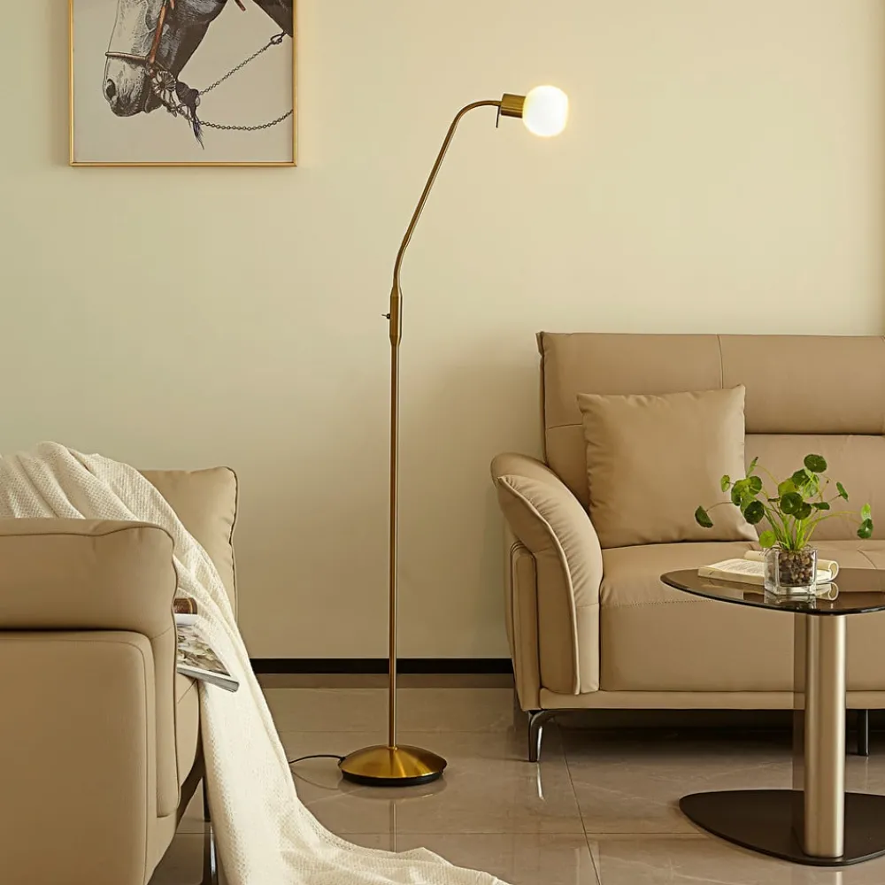 Lindby gulvlampe Elaina, messingfarget, 162 cm, fleksibel, E14| Gulvlamper