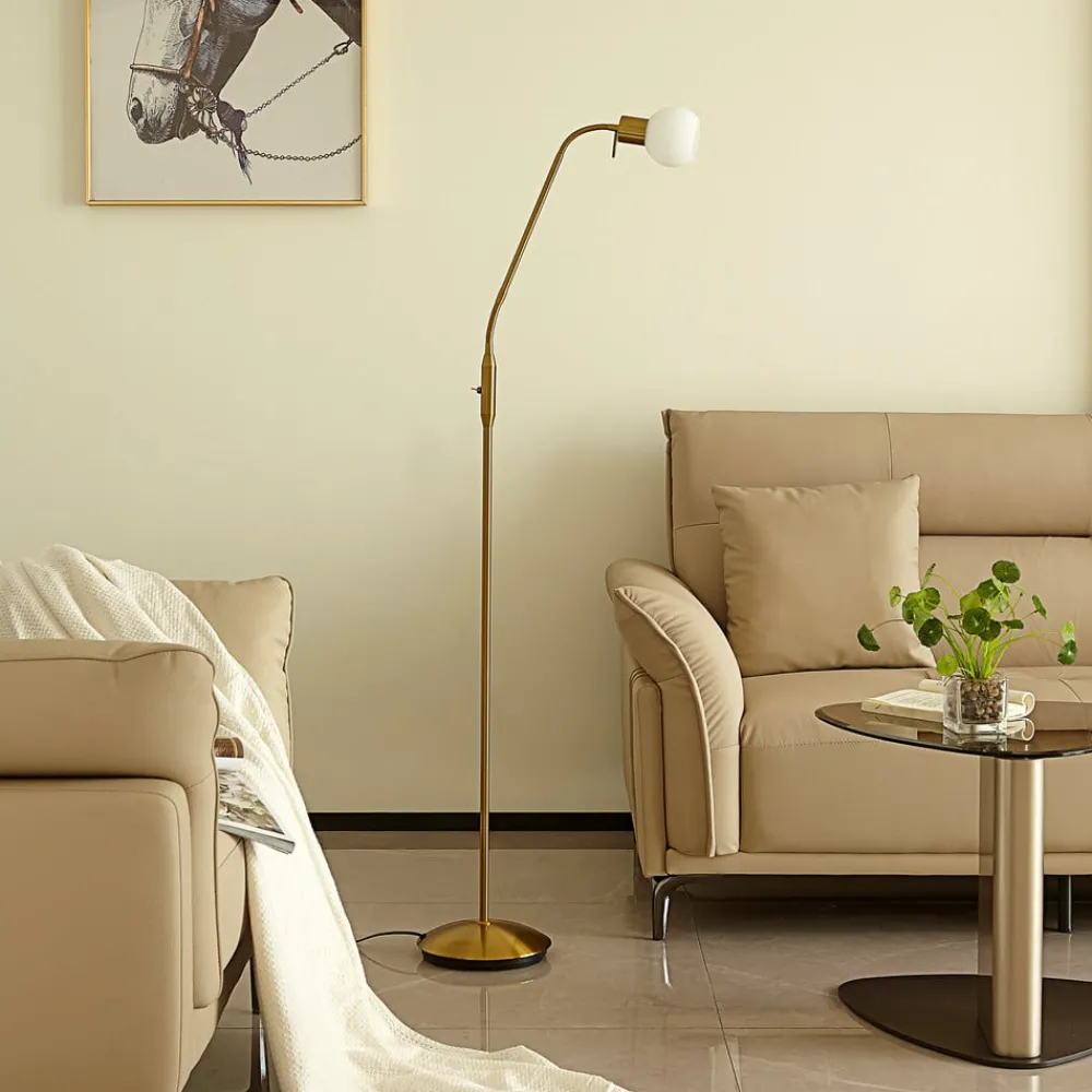 Lindby gulvlampe Elaina, messingfarget, 162 cm, fleksibel, E14| Gulvlamper