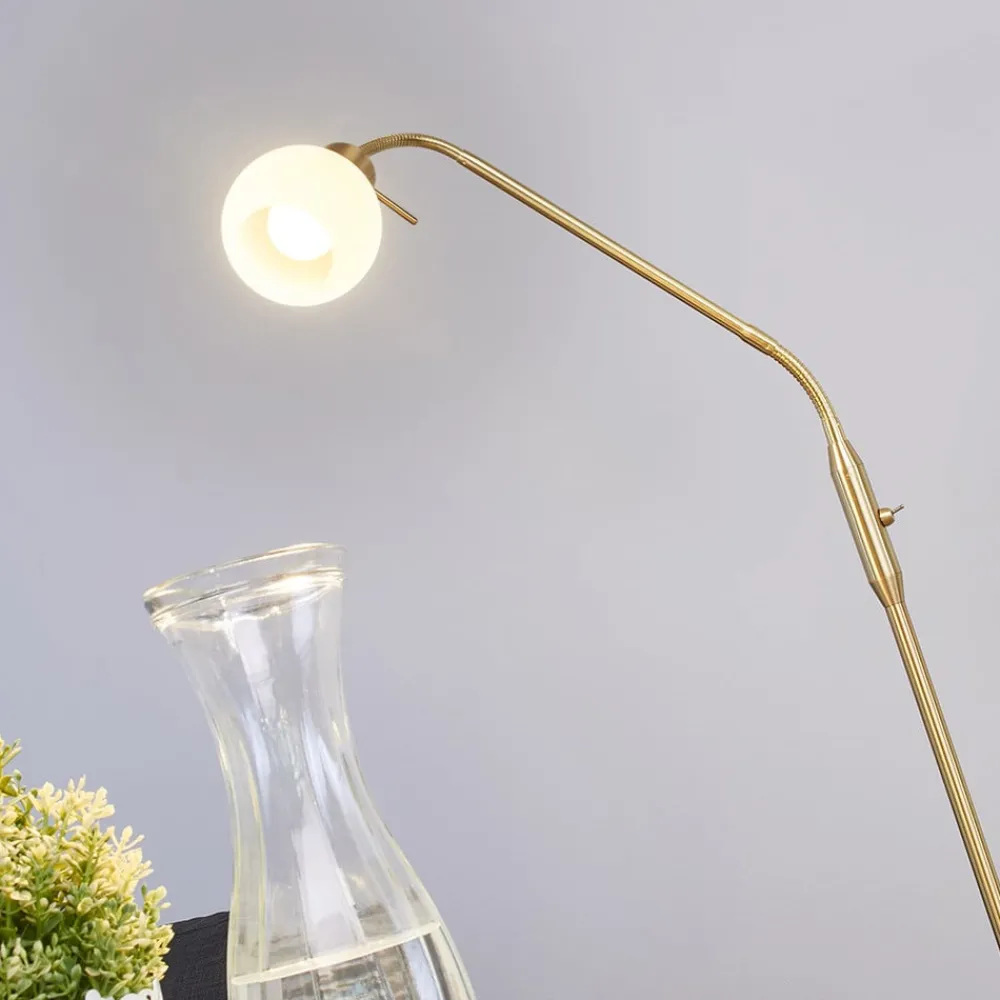 Lindby gulvlampe Elaina, messingfarget, 162 cm, fleksibel, E14| Gulvlamper