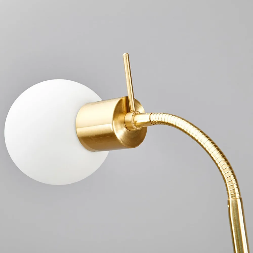 Lindby gulvlampe Elaina, messingfarget, 162 cm, fleksibel, E14| Gulvlamper