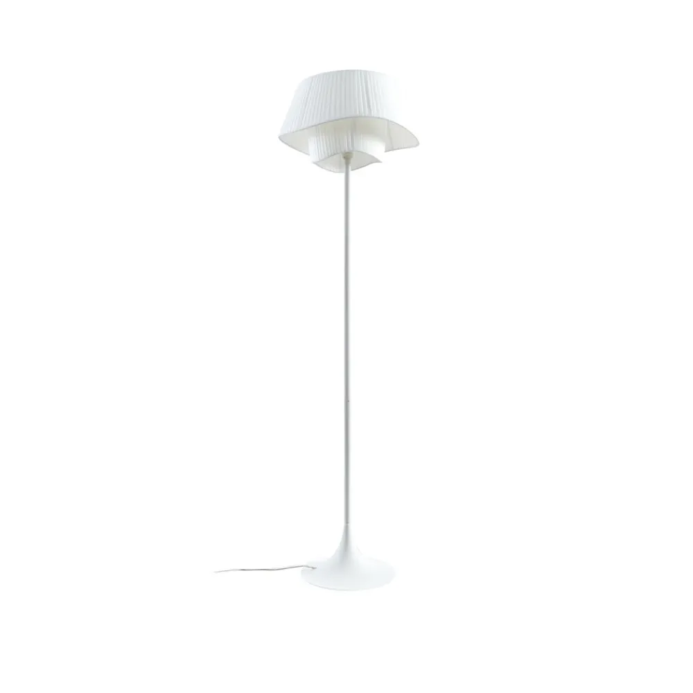 Lindby gulvlampe Eryndor, hvit, tekstil, Ø 47 cm, E27| Gulvlamper