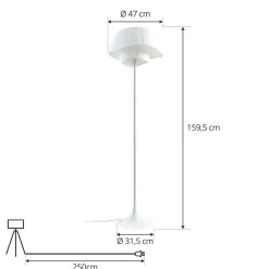 Lindby gulvlampe Eryndor, hvit, tekstil, Ø 47 cm, E27| Gulvlamper