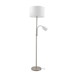 Lindby gulvlampe Jaileen, hvit, tekstil, 170 cm, leselampe Best