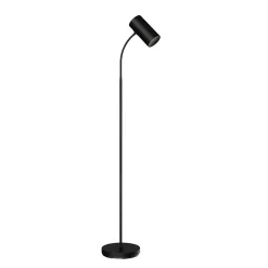 Lindby gulvlampe Karoli, svart, 156 cm, metall, fleksibel arm| Gulvlamper