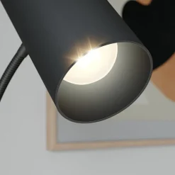 Lindby gulvlampe Karoli, svart, 156 cm, metall, fleksibel arm| Gulvlamper