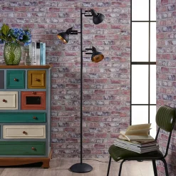 Lindby gulvlampe Lilly, svart, metall, 170 cm, E14 Clearance