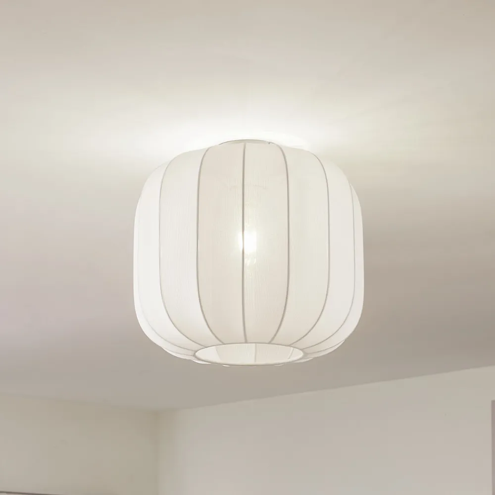 Lindby Helin taklampe, hvit, stoff, Ø 35 cm Discount