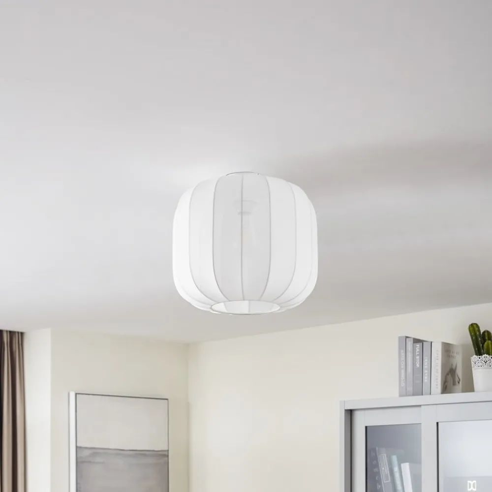 Lindby Helin taklampe, hvit, stoff, Ø 35 cm Discount