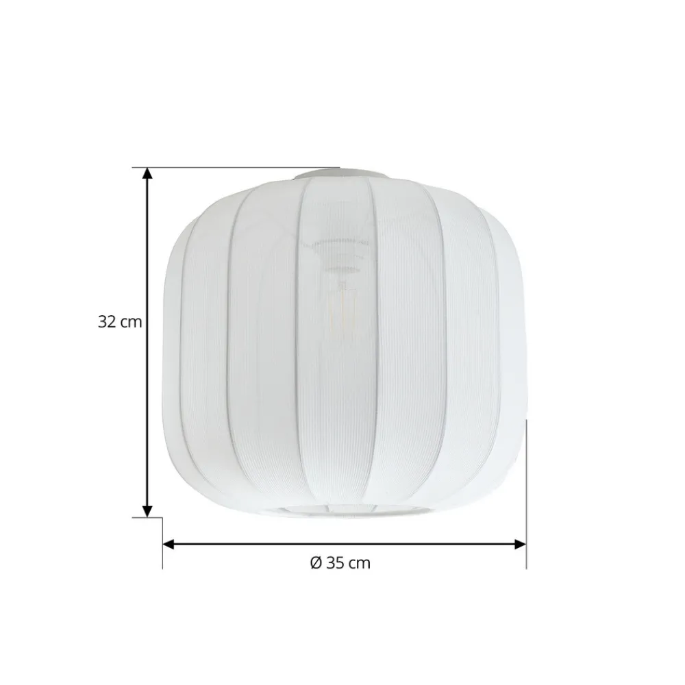 Lindby Helin taklampe, hvit, stoff, Ø 35 cm Discount