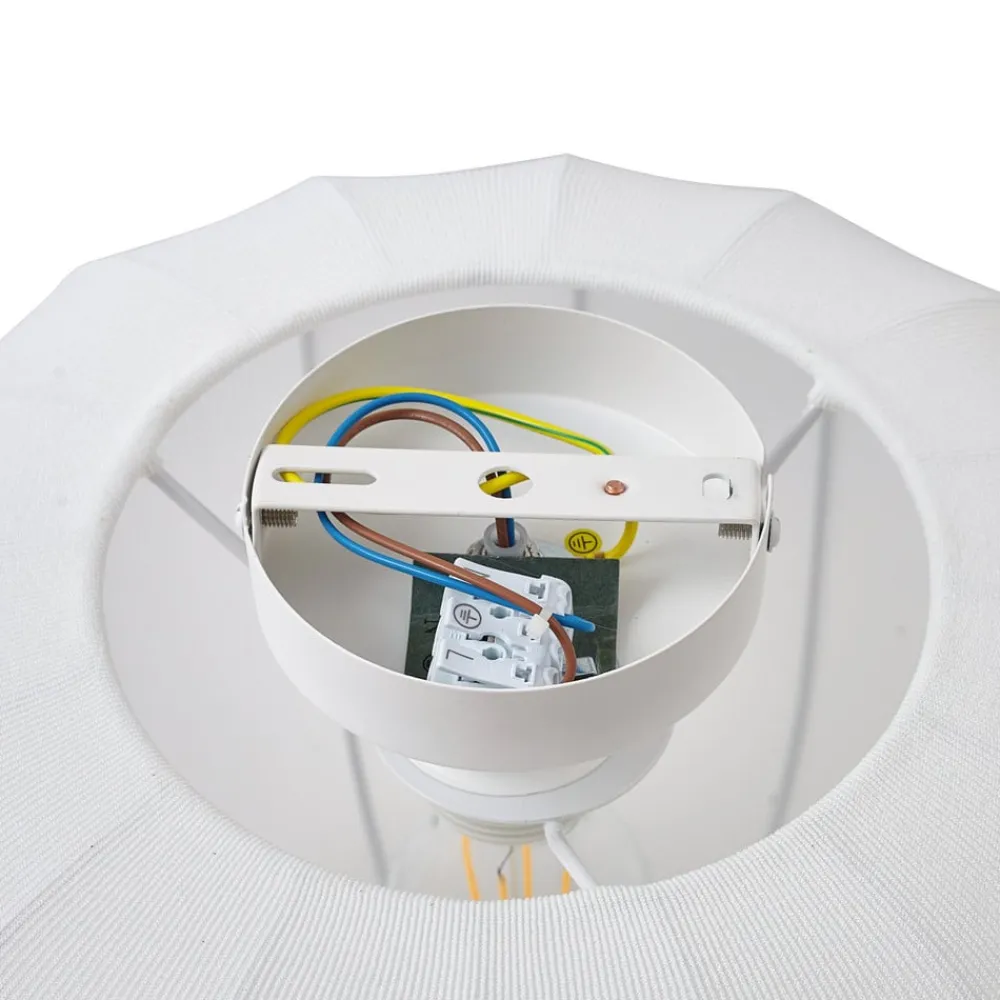 Lindby Helin taklampe, hvit, stoff, Ø 35 cm Discount