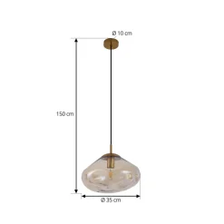 Lindby hengelampe Lelia, ravfarget, glass, Ø 35 cm