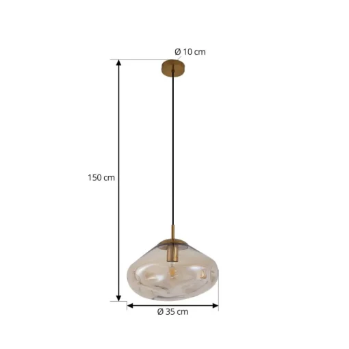 Lindby hengelampe Lelia, ravfarget, glass, Ø 35 cm