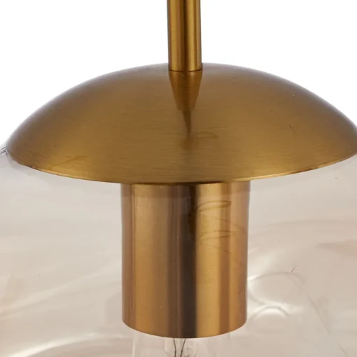 Lindby hengelampe Lelia, ravfarget, glass, Ø 35 cm