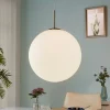 Lindby hengelampe Marike, Ø 40 cm, hvit, glass, kuppel, E27 New