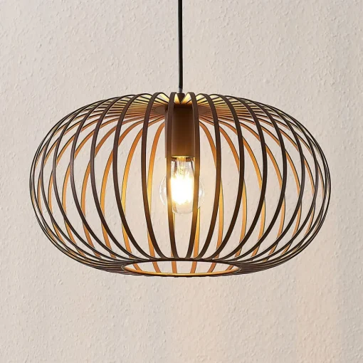 Lindby hengelampe Nahele, brun, metall, Ø 40 cm, E27 New