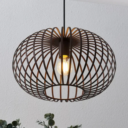 Lindby hengelampe Nahele, brun, metall, Ø 40 cm, E27 New