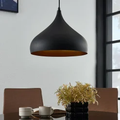 Lindby hengelampe Ritana, svart-gull, metall, Ø 31cm, E27 Online