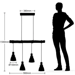 Lindby hengelampe Trebale, E14, Ø 15 cm, 4 lyskilder, tre Clearance