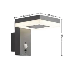 Lindby Laira utendørs LED-solcellevegglampe 15,5cm| Kommersiell Utebelysning|Solcellelamper Med Sensor