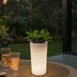 Lindby LED oppladbar blomstervase Florista, RGB, IP54, Ø 12cm, hvit Hot