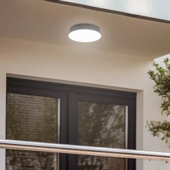 Lindby LED utendørs taklampe Lahja, antrasitt, sensor, IP65 Outlet
