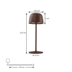 Lindby LED-bordlampe Arietty, brun, dimbar, IP65 New