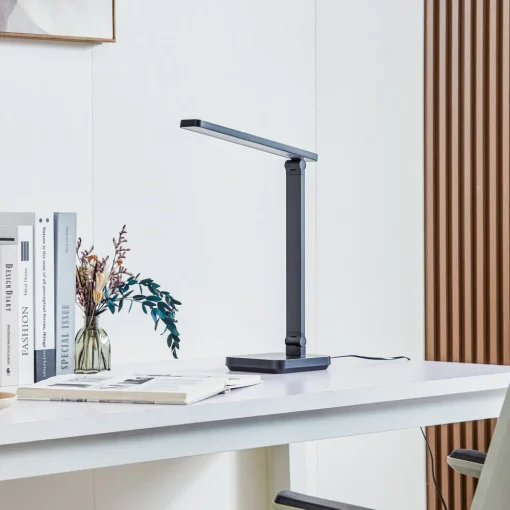 Lindby LED-bordlampe Rylas, svart, USB, CCT Online