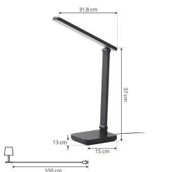 Lindby LED-bordlampe Rylas, svart, USB, CCT Online